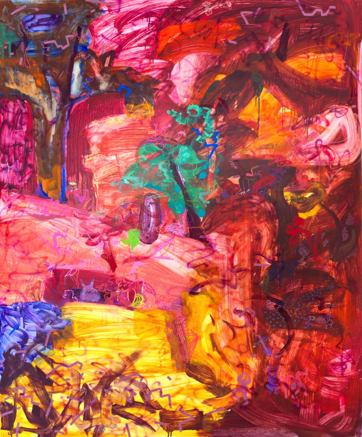 Variations of Tomato Egg Dish I Acrylic and marker on Yupo 2021 60”x48”