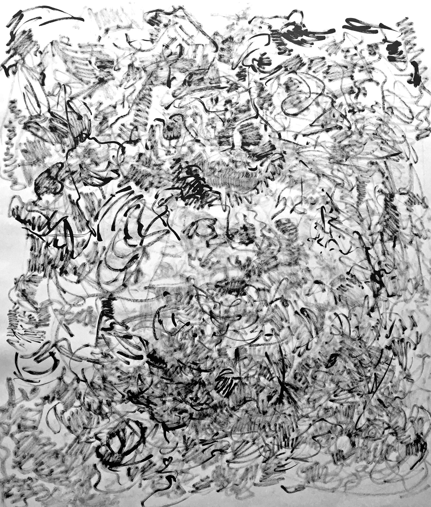 Entanglement: Trial 0, 2016-2017; ink on paper; 48 x 36 in.