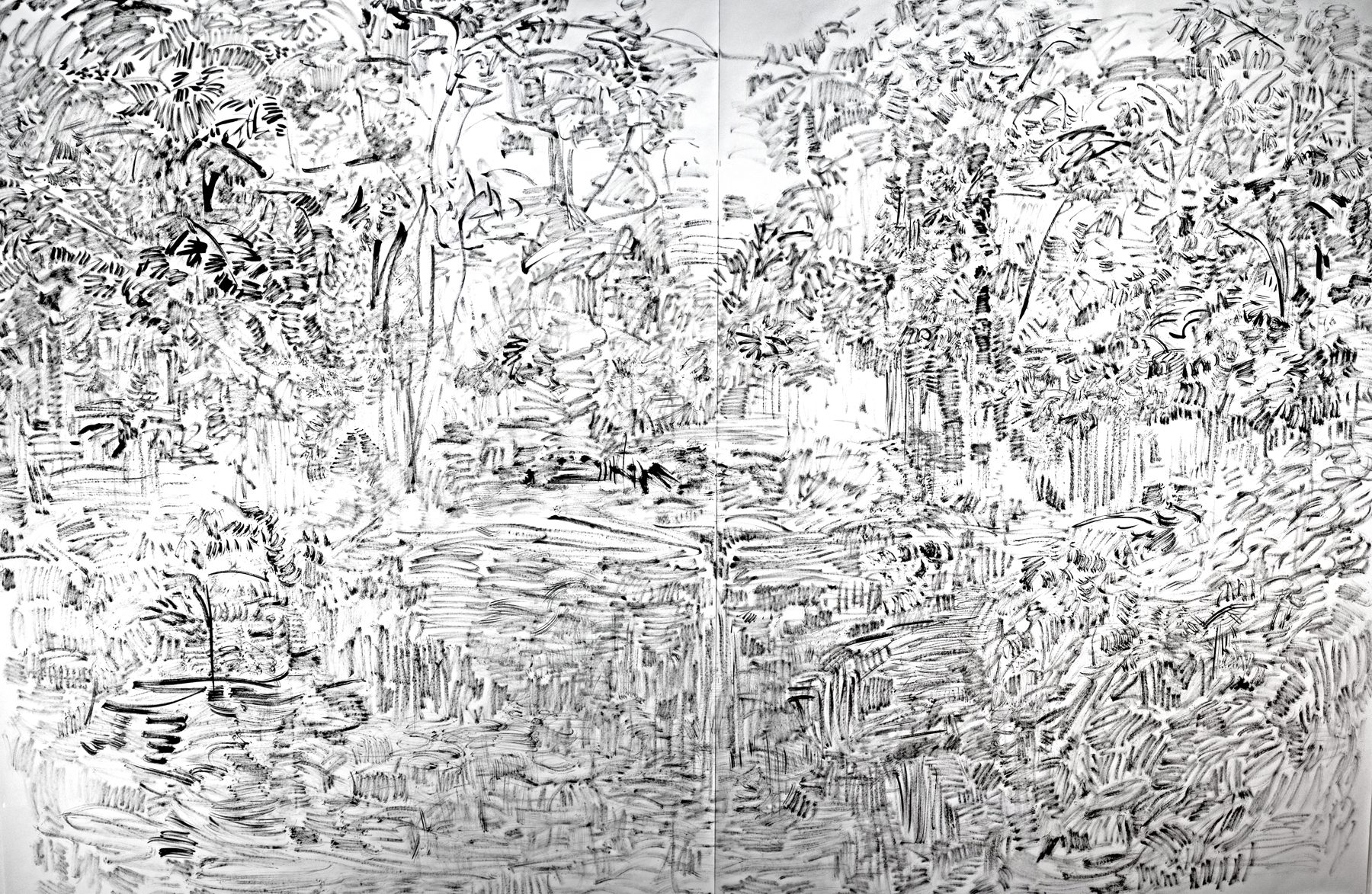 The Hidden Dimension and Other Observations No. 135, 2016; ink on paper; 80” x 120”.