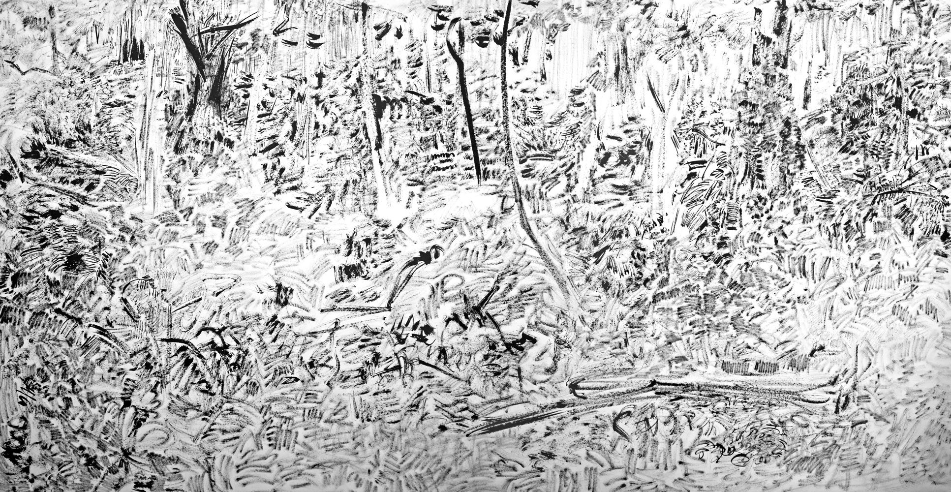 The Hidden Dimension and Other Observations No. 134, 2016-2017; ink on paper; 48x96 in.